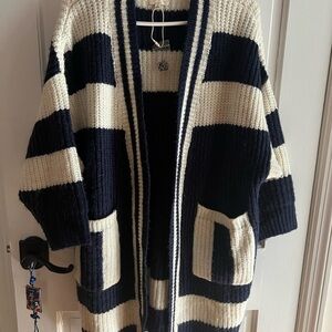 Striped Open-Front Cardigan Sweater